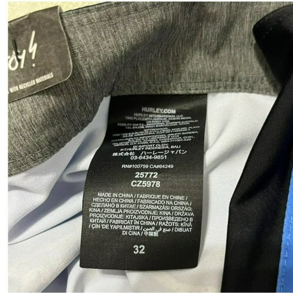 NEW HURLEY BLUE SHORTS 32 MENS PHANTOM VENICE BOARDSHORTS SWIM TRUNK STRIPES NWT - Picture 8 of 10